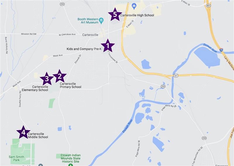 Map of school locations
